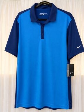Nike Men’s Blue and Navy Short-Sleeve Polo